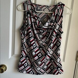 Geometric Black and Red Women's Top